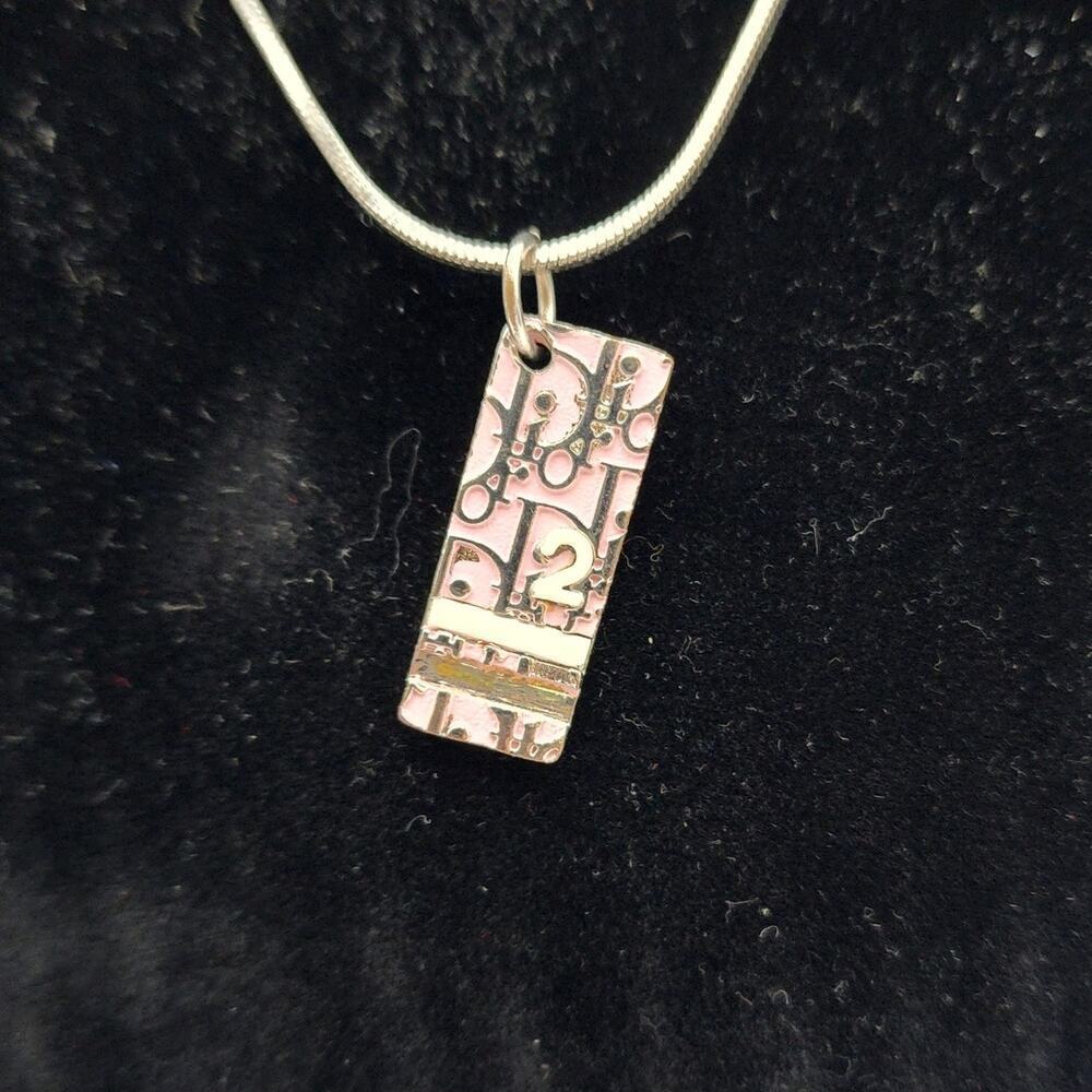 CHRISTIAN DIOR #2 Trotter Necklace Pink/Silver Tone Metal - Picture 9 of 9